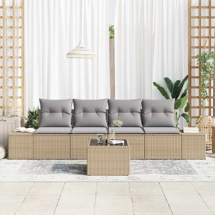 Set de canapele pentru grădină cu pernă 5 pcs Bej, Gri deschis - WALTI WALTI