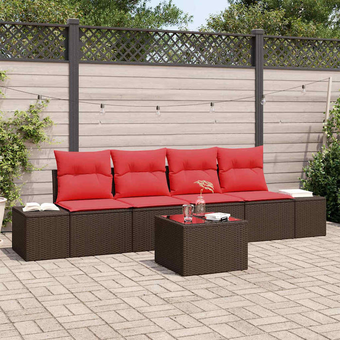 Set de canapea cu pernă 5 pcs Maro poliratan - WALTI WALTI