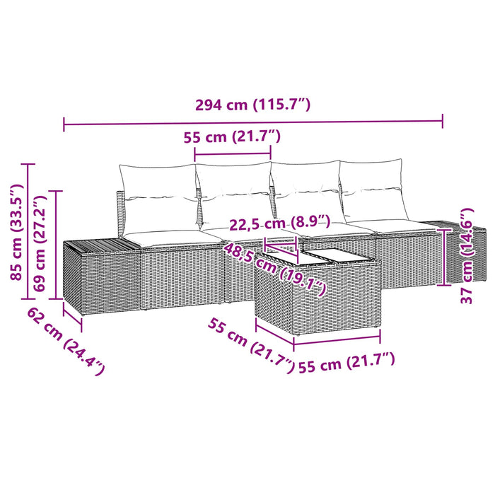 Set de canapea cu pernă 5 pcs Maro poliratan - WALTI WALTI