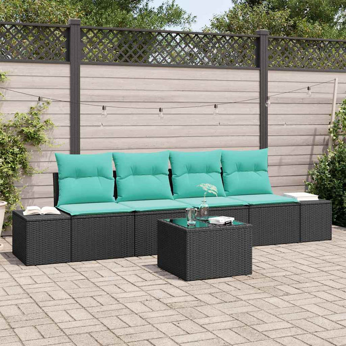 Set de canapea cu pernă 5 pcs Negru poliratan WALTI