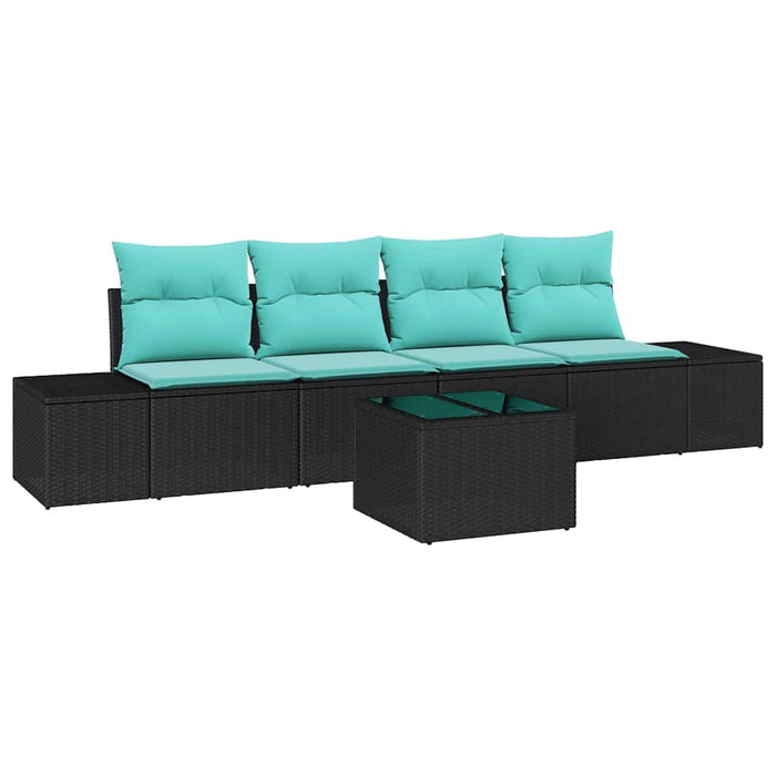 Set de canapea cu pernă 5 pcs Negru poliratan WALTI