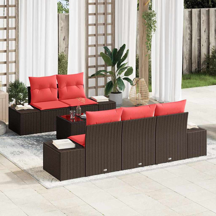 Set de canapele pentru grădină cu pernă 6 pcs Maro poliratan - WALTI WALTI