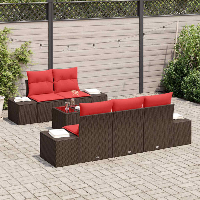Set de canapele pentru grădină cu pernă 6 pcs Maro poliratan - WALTI WALTI