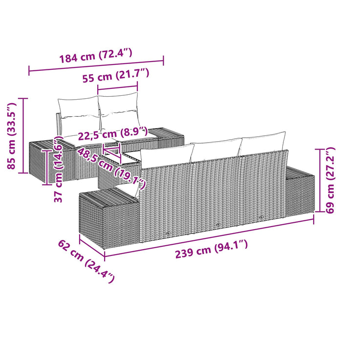Set de canapele pentru grădină cu pernă 6 pcs Maro poliratan - WALTI WALTI