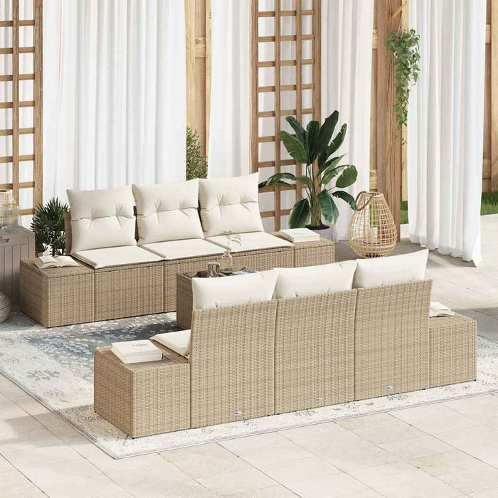Set de canapele pentru grădină cu pernă 7 pcs Bej poliratan WALTI