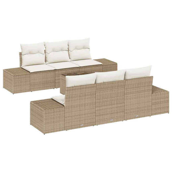 Set de canapele pentru grădină cu pernă 7 pcs Bej poliratan WALTI