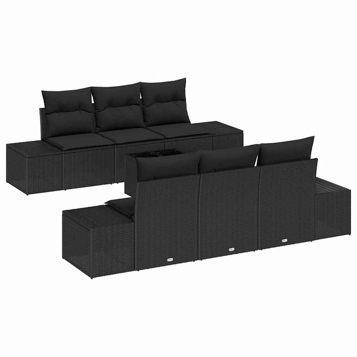 Set de canapele pentru grădină cu pernă 7 pcs Negru poliratan - WALTI WALTI