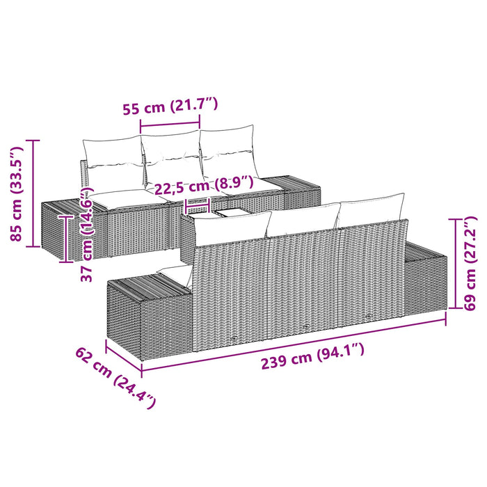 Set de canapele pentru grădină cu pernă 7 pcs Maro poliratan - WALTI WALTI