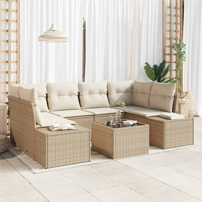 Set de canapele pentru grădină cu pernă 7 pcs Bej poliratan - WALTI WALTI