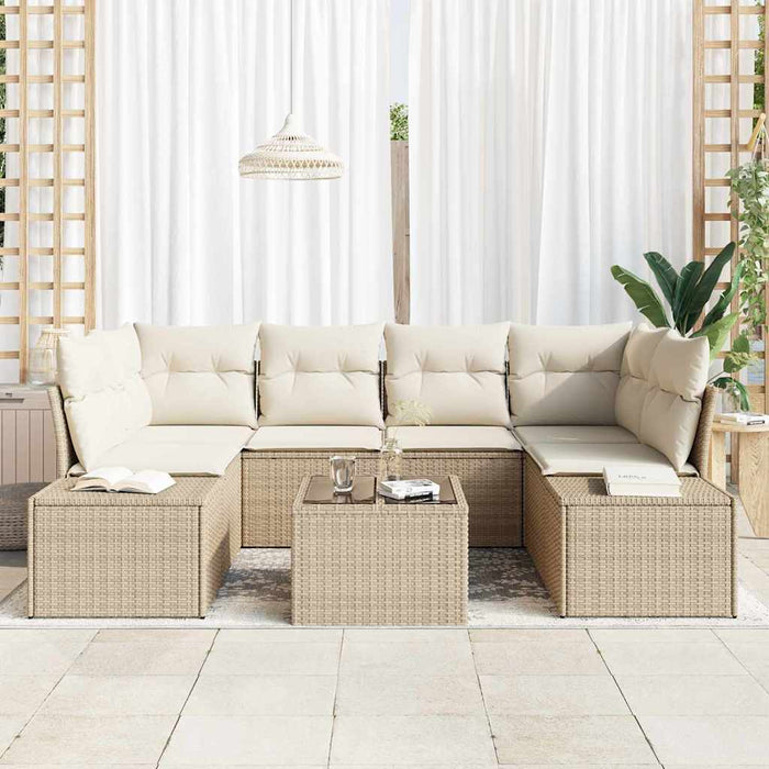 Set de canapele pentru grădină cu pernă 7 pcs Bej poliratan - WALTI WALTI