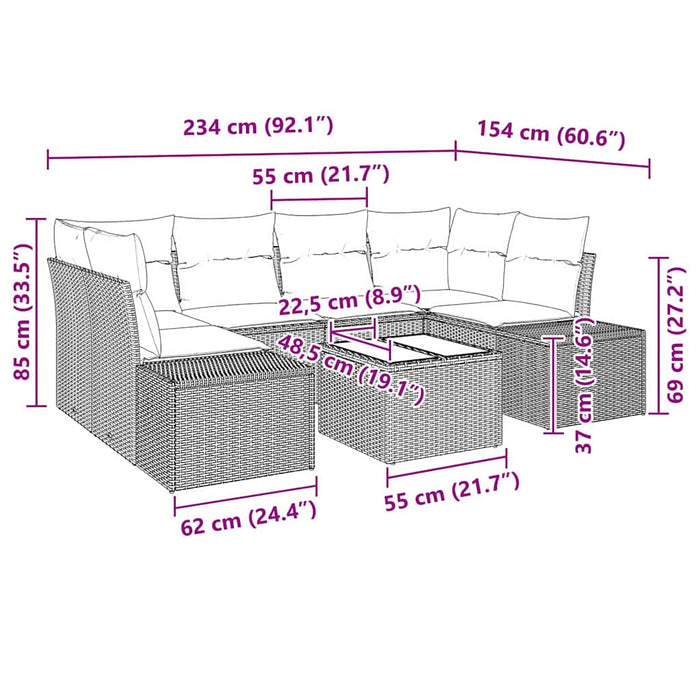 Set de canapele pentru grădină cu pernă 7 pcs Bej poliratan - WALTI WALTI