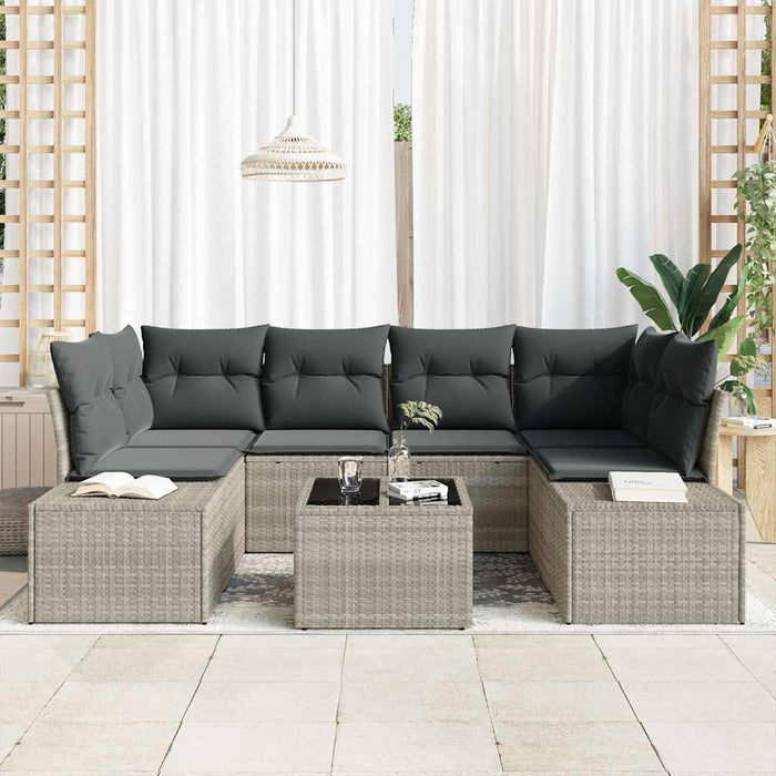 Set de canapele pentru grădină 7 pcs Gri deschis poliratan - WALTI WALTI