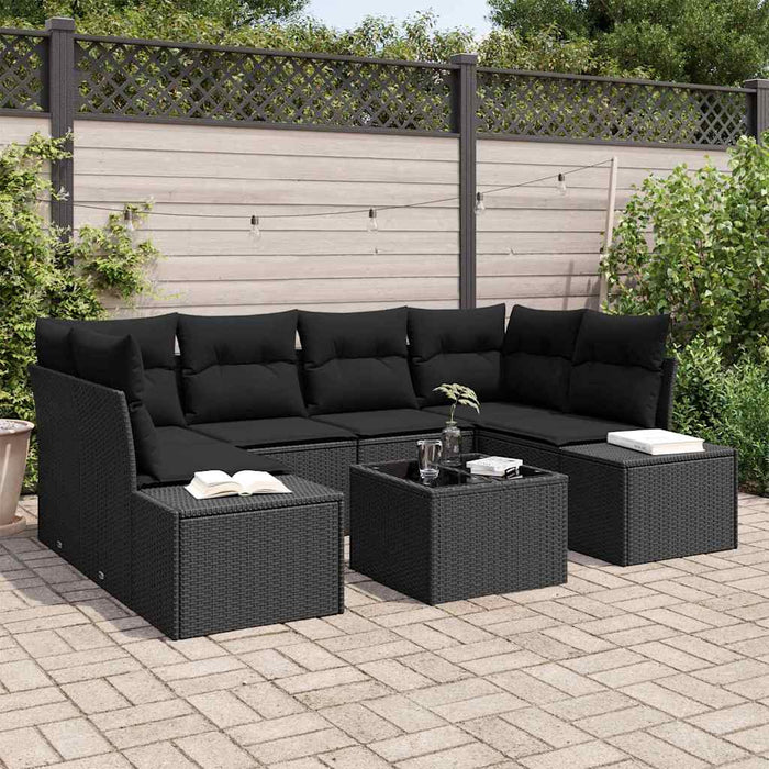 Set de canapele pentru grădină cu pernă 7 pcs Negru poliratan - WALTI WALTI