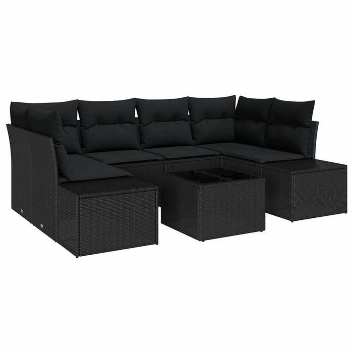 Set de canapele pentru grădină cu pernă 7 pcs Negru poliratan - WALTI WALTI