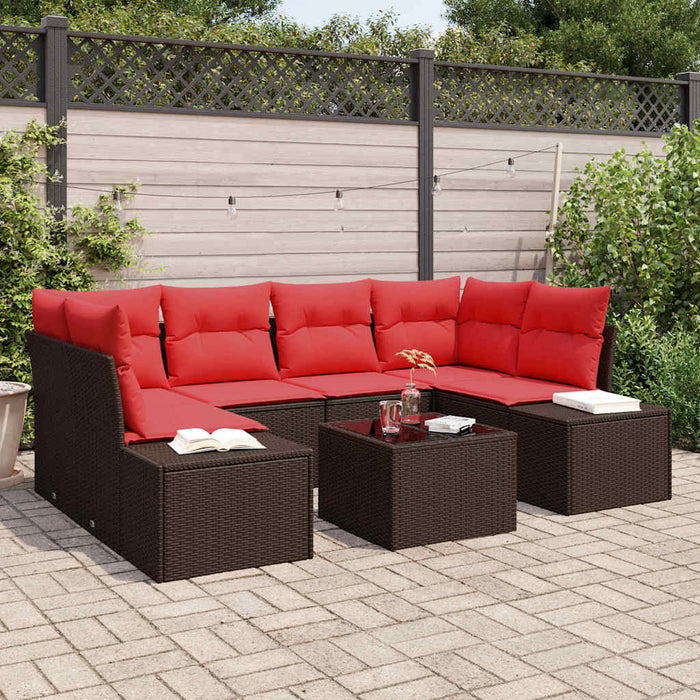 Set de canapele pentru grădină cu pernă 7 pcs Maro poliratan - WALTI WALTI