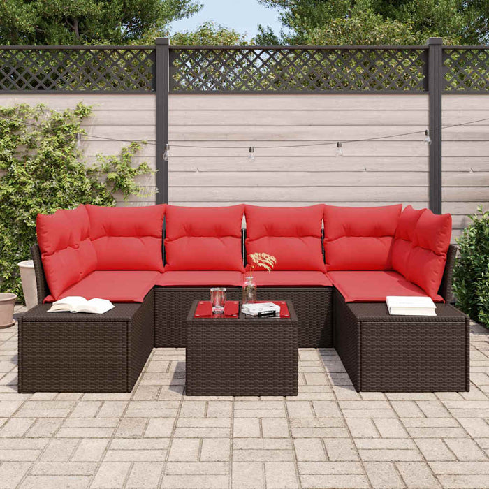 Set de canapele pentru grădină cu pernă 7 pcs Maro poliratan - WALTI WALTI