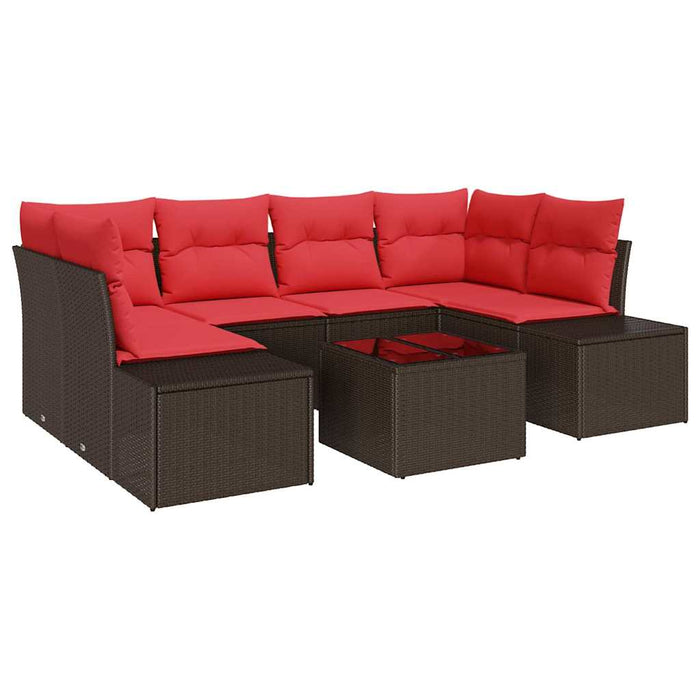 Set de canapele pentru grădină cu pernă 7 pcs Maro poliratan - WALTI WALTI