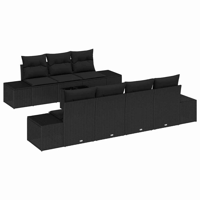 Set de canapele pentru grădină cu pernă 8 pcs Negru poliratan - WALTI WALTI