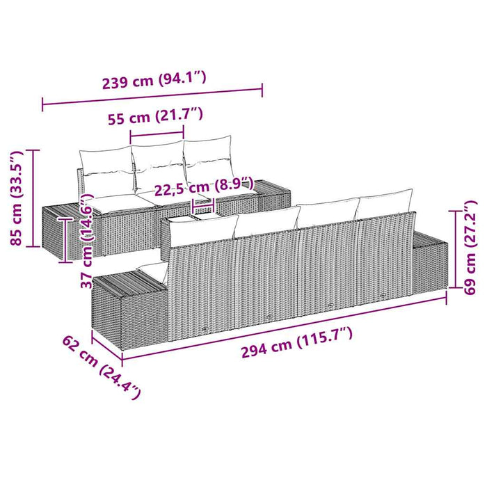 Set de canapele pentru grădină cu pernă 8 pcs Negru poliratan - WALTI WALTI