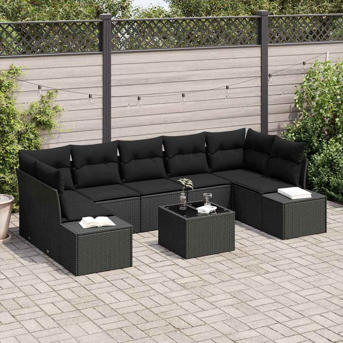 Set de canapele pentru grădină 8 pcs Negru Rattan poli - WALTI WALTI