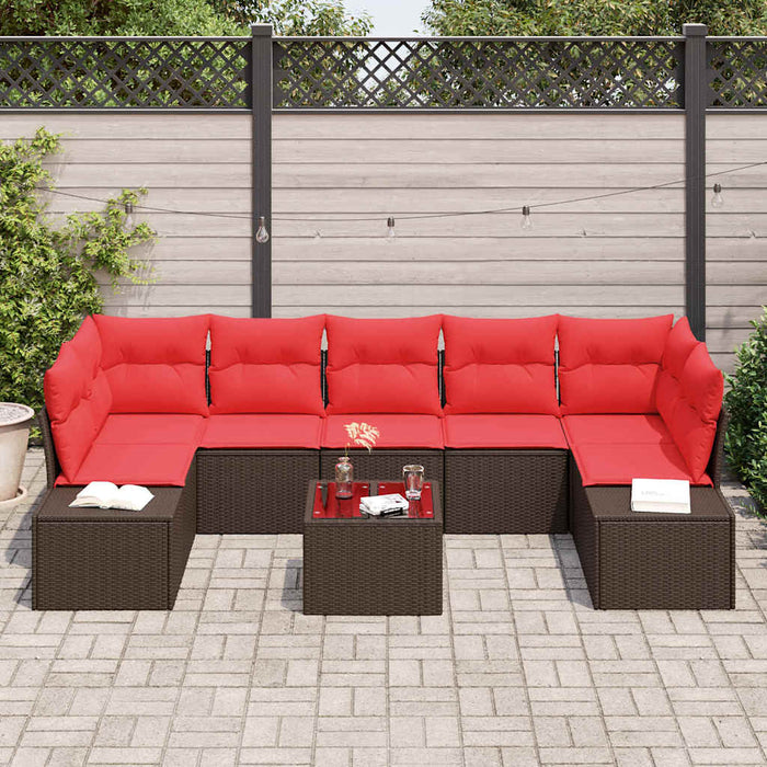 Set de canapele pentru grădină cu pernă 8 pcs Maro poliratan - WALTI WALTI