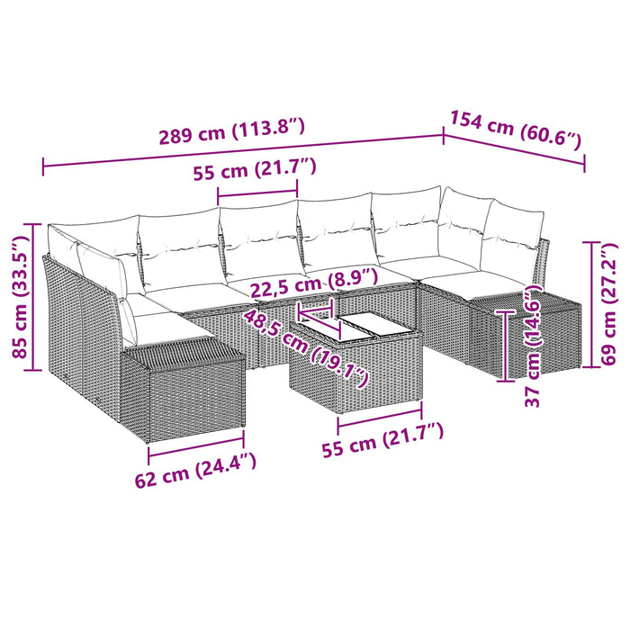 Set de canapele pentru grădină cu pernă 8 pcs Maro poliratan - WALTI WALTI