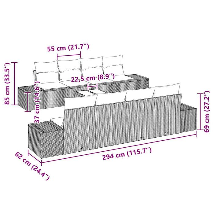 Set de canapele pentru grădină 7 pcs Negru și Crem poliratan - WALTI WALTI