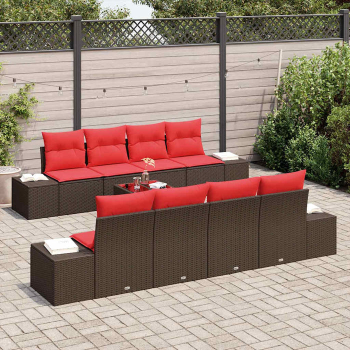 Set de canapele pentru grădină cu pernă 9 pcs Maro poliratan - WALTI WALTI