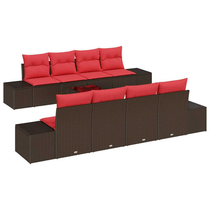 Set de canapele pentru grădină cu pernă 9 pcs Maro poliratan - WALTI WALTI