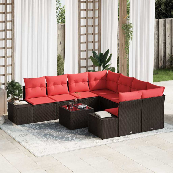 Set de canapele pentru grădină cu pernă 9 pcs Maro poliratan - WALTI WALTI
