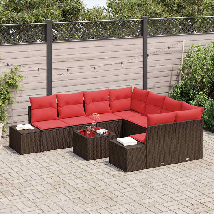 Set de canapele pentru grădină cu pernă 9 pcs Maro poliratan - WALTI WALTI