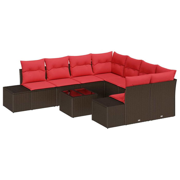 Set de canapele pentru grădină cu pernă 9 pcs Maro poliratan - WALTI WALTI