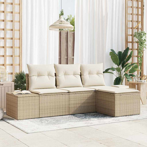 Set de canapele pentru grădină cu pernă 4 pcs Bej poliratan - WALTI WALTI