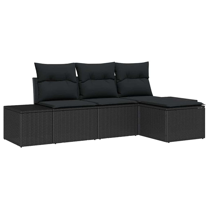 Set de canapele pentru grădină cu pernă 4 pcs Negru poliratan - WALTI WALTI