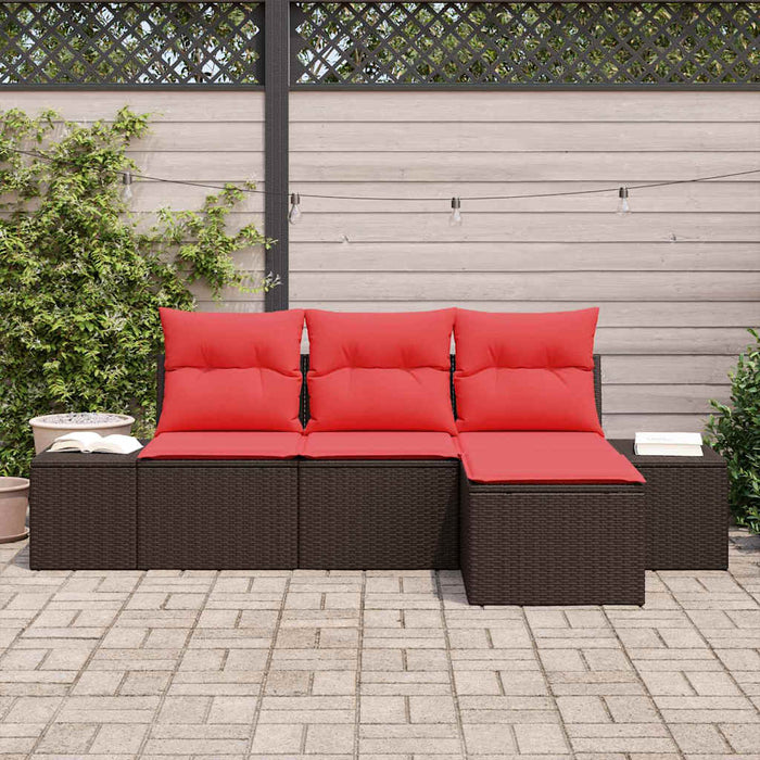 Set de canapea cu pernă 4 pcs Maro Poli Rattan - WALTI WALTI