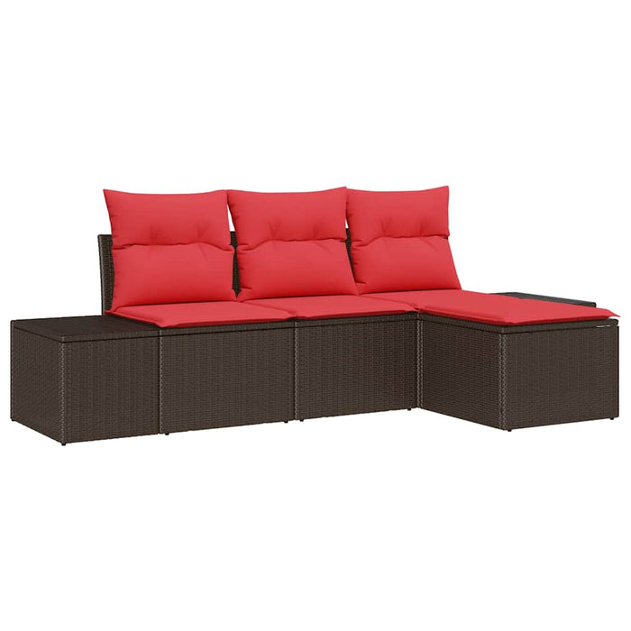 Set de canapea cu pernă 4 pcs Maro Poli Rattan - WALTI WALTI