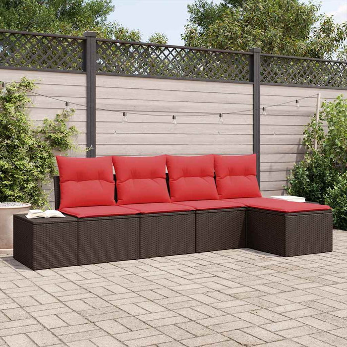 Set de canapele pentru grădină cu pernă 5 pcs Maro poliratan - WALTI WALTI