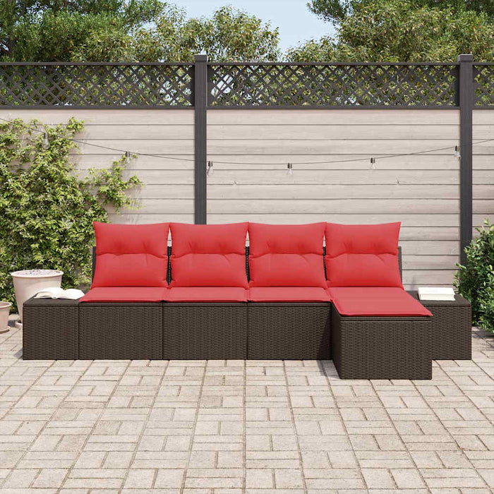Set de canapele pentru grădină cu pernă 5 pcs Maro poliratan - WALTI WALTI