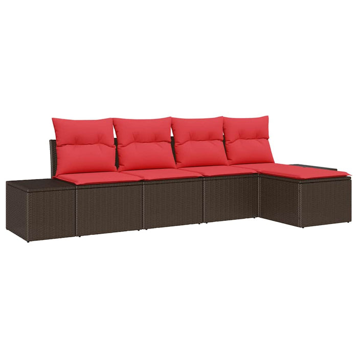 Set de canapele pentru grădină cu pernă 5 pcs Maro poliratan - WALTI WALTI