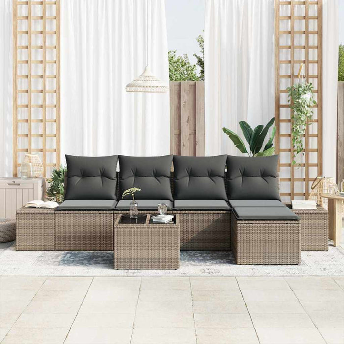 Set canapea cu 5 piese și perne negre din ratan poliester - WALTI WALTI