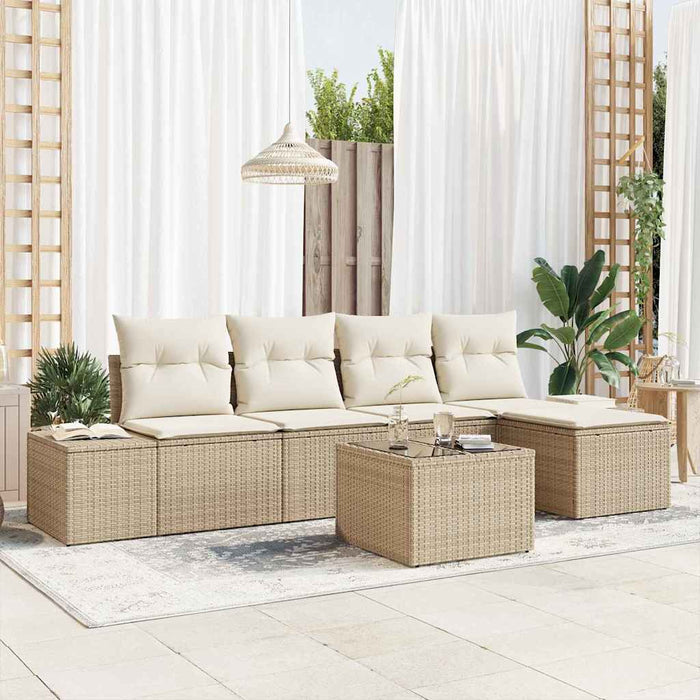 Set de canapele pentru grădină cu pernă 6 pcs Bej poliratan - WALTI WALTI