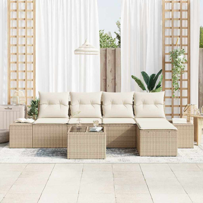 Set de canapele pentru grădină cu pernă 6 pcs Bej poliratan - WALTI WALTI