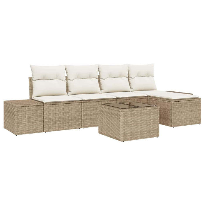 Set de canapele pentru grădină cu pernă 6 pcs Bej poliratan - WALTI WALTI
