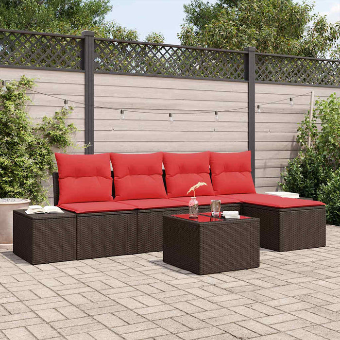 Set de canapele pentru grădină cu pernă 6 pcs Maro poliratan - WALTI WALTI