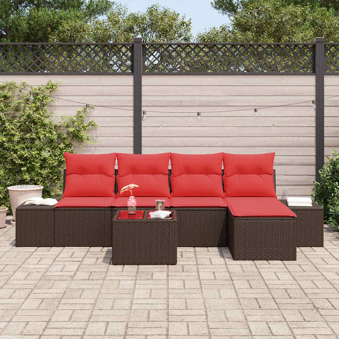 Set de canapele pentru grădină cu pernă 6 pcs Maro poliratan - WALTI WALTI