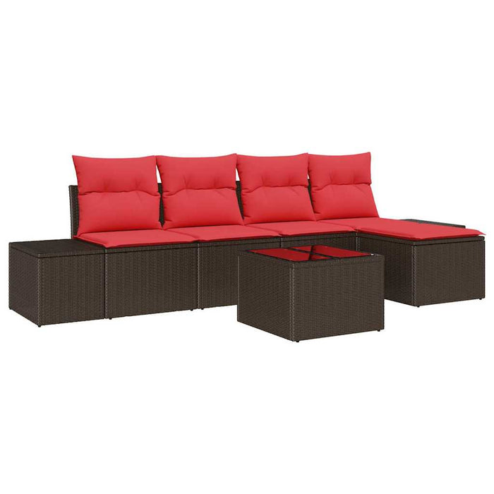 Set de canapele pentru grădină cu pernă 6 pcs Maro poliratan - WALTI WALTI