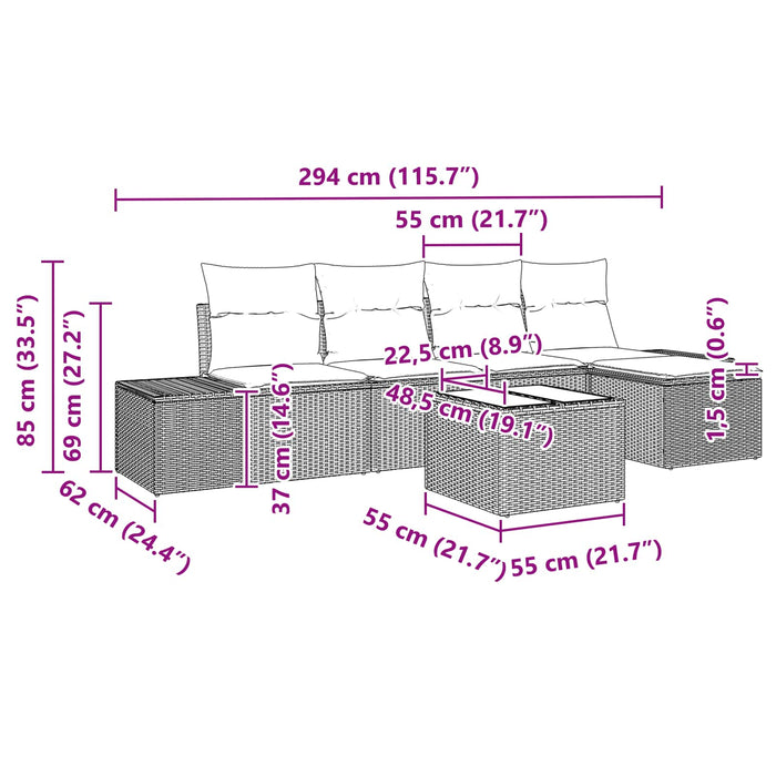 Set de canapele pentru grădină cu pernă 6 pcs Maro poliratan - WALTI WALTI