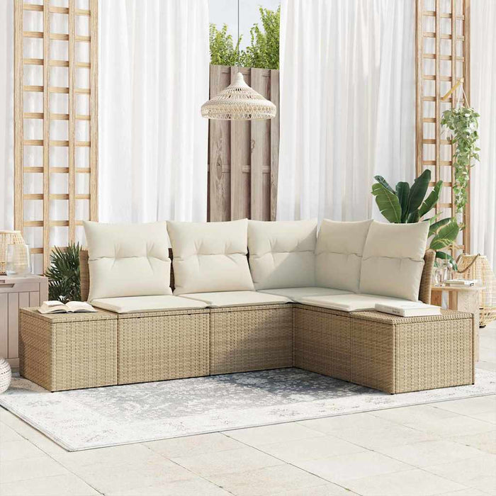 Set de canapele pentru grădină 4 pcs Bej poliratan WALTI