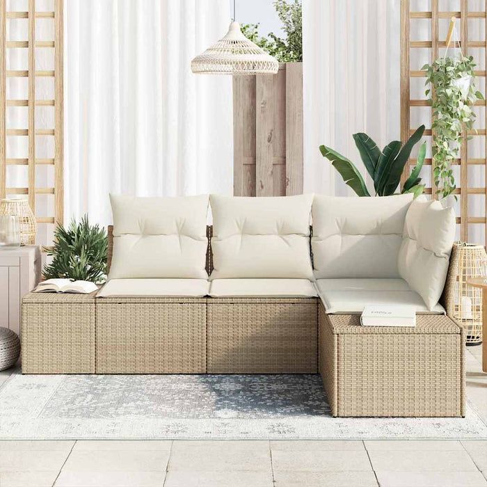 Set de canapele pentru grădină 4 pcs Bej poliratan WALTI