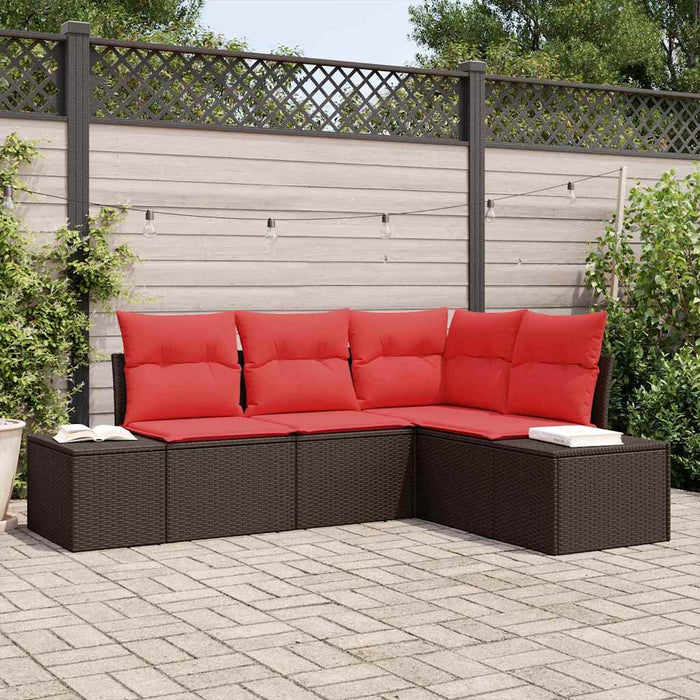 Set de canapele pentru grădină cu pernă 4 pcs Maro poliratan - WALTI WALTI